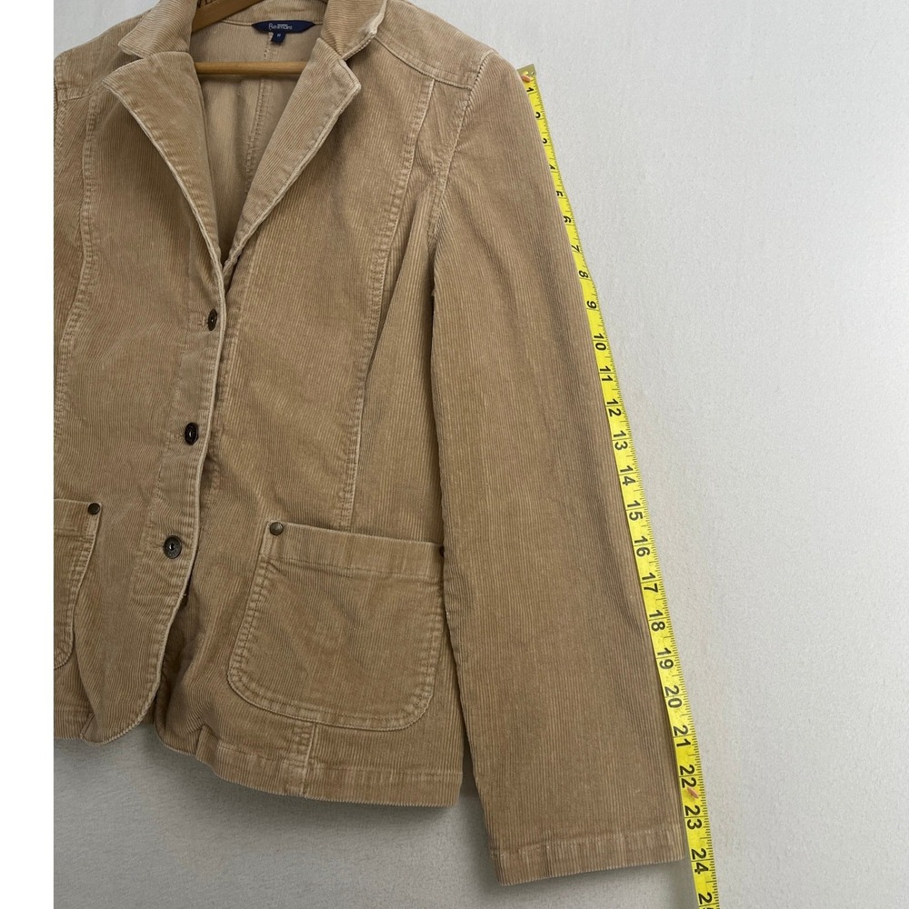Reitmans Womens Tan Corduroy Blazer Jacket Beige Stretch Cotton Size 11 - Picture 9 of 10